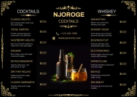 Black Vintage Style Cocktail Menu A4 template