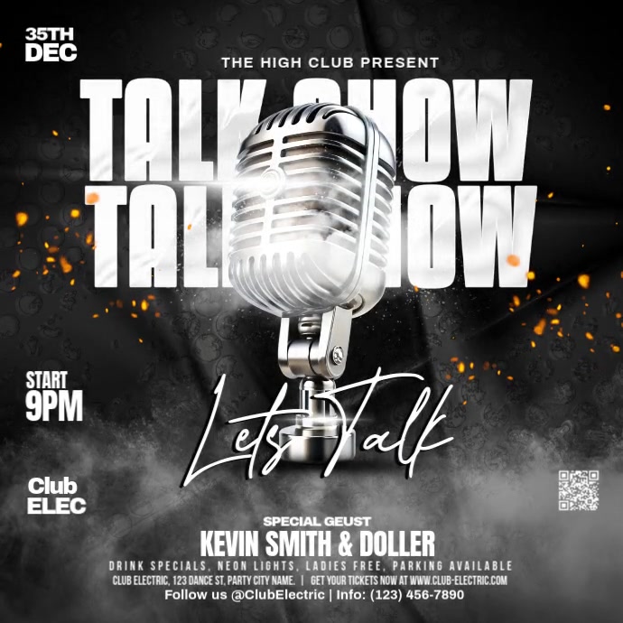 Black Vintage Talk Show Template Instagram Post