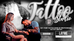 黑色 Tattoo Studio Digital Display Template