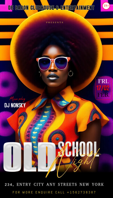 Black Vintage This Is A Stylish And Retro-themed Nightclub Event Flyer For "old School Night"  Busin 名片 template