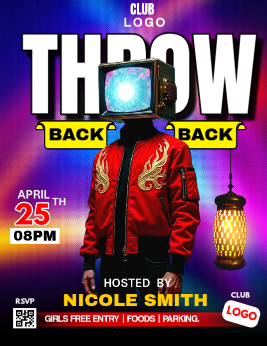 Black Vintage Throwback Club Event Flyer Template | PosterMyWall