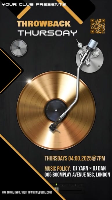 Black Vintage Throwback Thursday  Digital Display (9:16) template