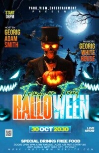 蓝色 Halloween Party Tabloid Template