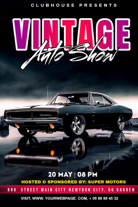 Black Vintage Auto Show Posters Template | PosterMyWall