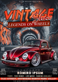 Black Vintage Vintage Car Show A4 template
