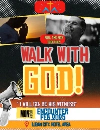 Black Vintage Walk With God Flyer (us Letter) template