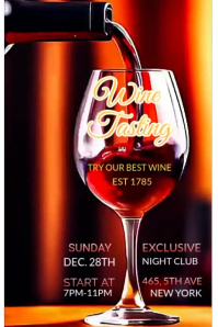 Black Vintage Wine Tasting  Poster template