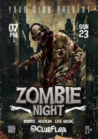 Black Vintage Zombie Night A5 template