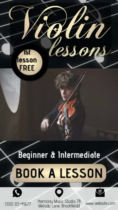 Lesson Flyer Viola Violin Lessons Facebook Story Template | PosterMyWall