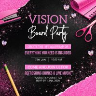 Black Vision Board Party Square (1:1) template
