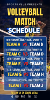 Black Volleyball Match Schedule Rul-op banner 3' × 6' Template