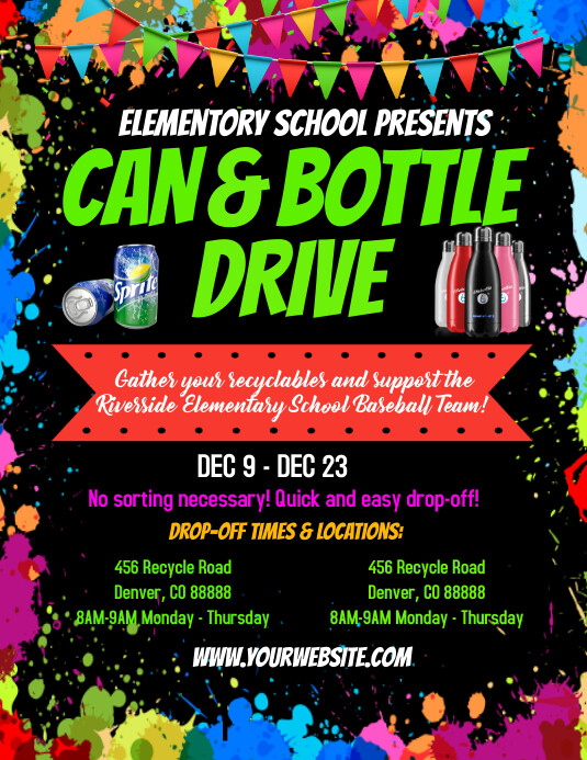 Black Water And Bottle Drive Flyer Flyer (us Template | PosterMyWall