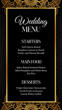 Black Wedding Menu Instagram Story Video template