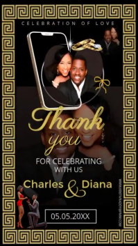 Black  Wedding Thank You Tag Card Instagram Story template