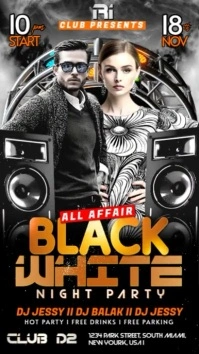 Black White Affair Night Party Instagram Reel template