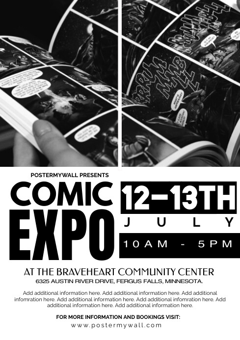 Comic Fair Design Black White Comic Expo A3 Template | PosterMyWall