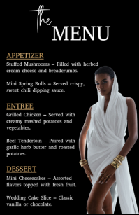 สีดำ Menu Design Szeroki pół strony Template