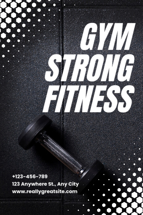 Black White Modern Fitness Gym Poster Template | PosterMyWall
