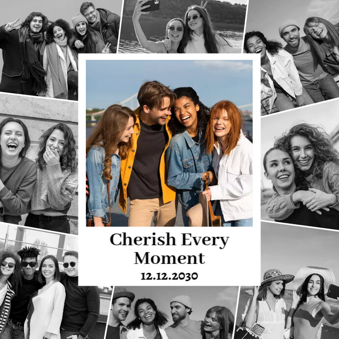 Plantilla de Black White Photo Collage Instagram Post PosterMyWall