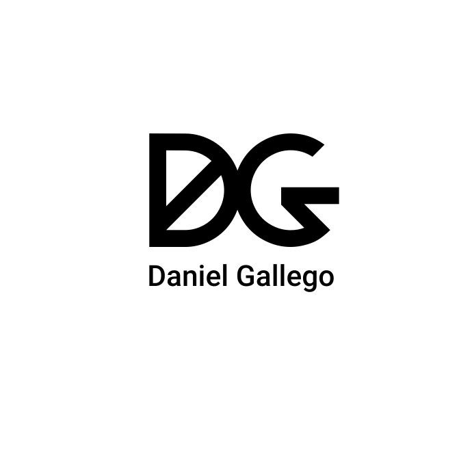 Black White Simple Monochrome Initial Name Lo Logo template