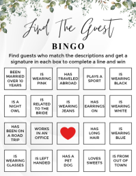 Black White Typographic Wedding Guest Bingo Flyer Pamflet (VSA Brief) template