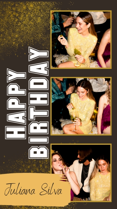 black white yellow birthday Instagram Story template