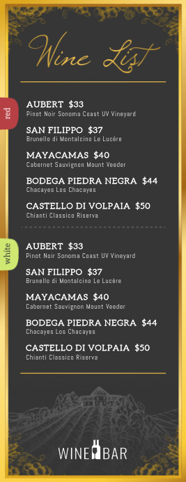 Copy of Black Wine List Half Page Letter | PosterMyWall