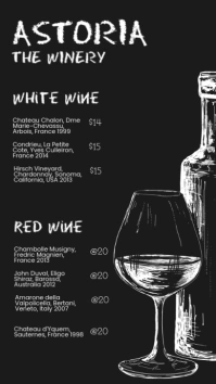 Black with White Wine Sketch Fancy Food Menu Instagram Story template