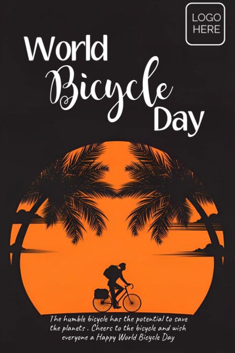 Black World Bicycle Day Poster - Celebrate Sustainable Transportation Poster Cartaz template