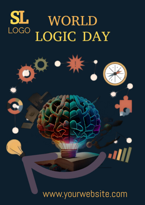 Black World Logic Day Editable Design Template  A4