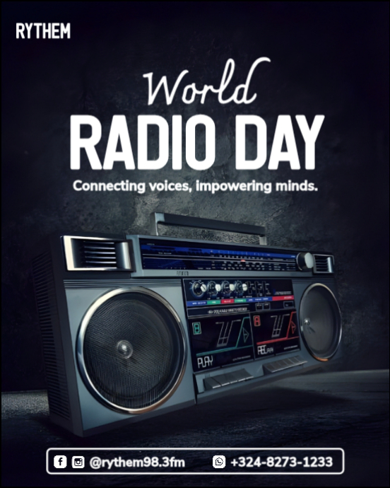Plantilla de Black World Radio Day Instagram Portrait | PosterMyWall