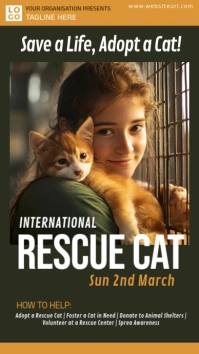 Black World Rescue Cat Day Instagram Story template