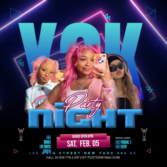Black Y2k Party Vibes Square (1:1) 方形(1:1) template