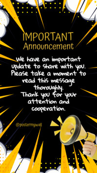 Preto Important Announcement Instagram Story Template