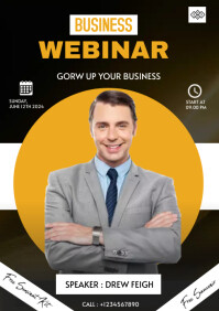 yellow black business webinar poster Template | PosterMyWall