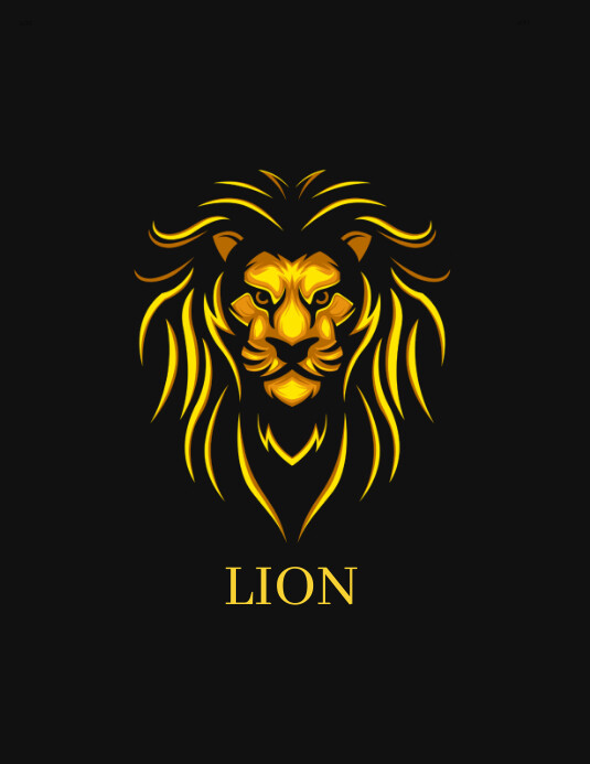 Black Yellow Lion Illustrative T shirt Template | PosterMyWall