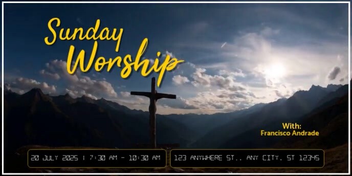 Black yellow Maksimalis Sunday Worship Spanduk Eventbrite template