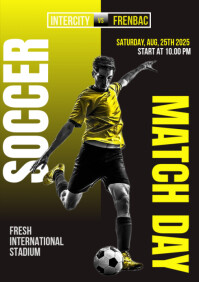 Black Yellow Maximalist Match Day Soccer A4 template