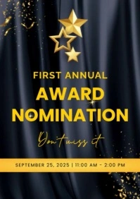 Black yellow Modern & Minimal Festive Award Nomination Ceremony Event A4 template