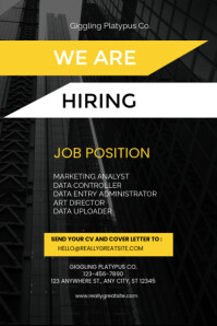 Black Yellow Modern Job Vacancy Poster template