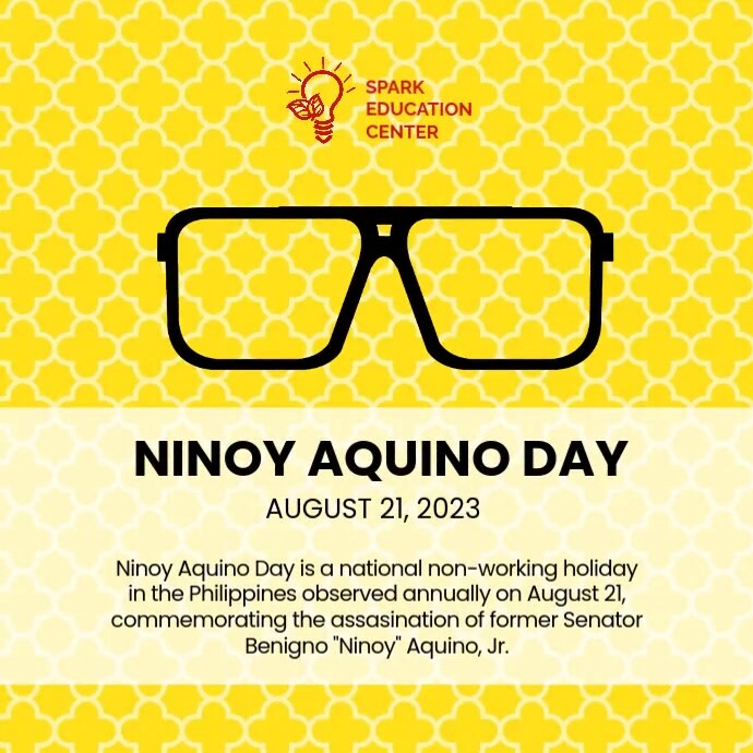 Black Yellow Ninoy Acquino Day Square Video Template | PosterMyWall