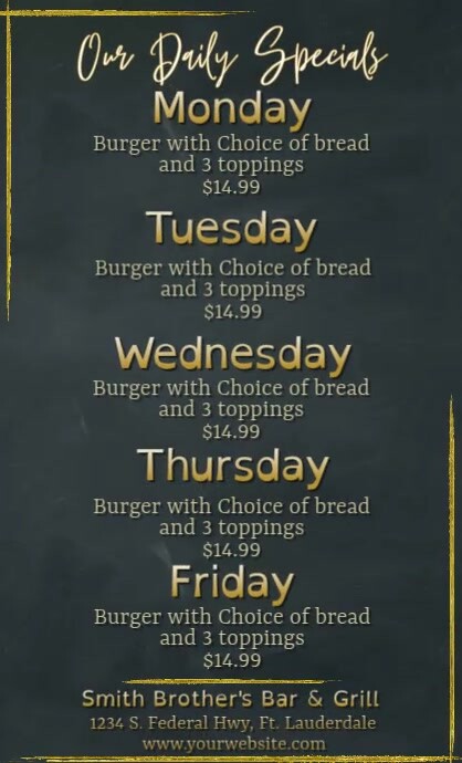 Blackboard Daily Specials Menu Template | PosterMyWall
