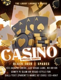 Blackjack & Spades Casino Event Poster Flyer (US Letter) template
