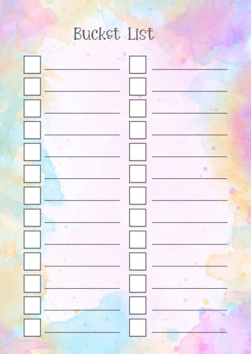 Blank Digital Bucket List A6 template