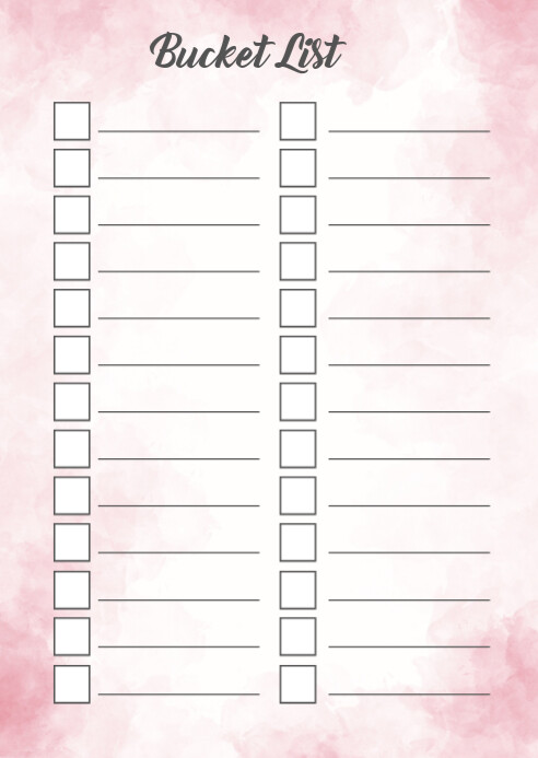 Blank Digital Bucket List A6 template