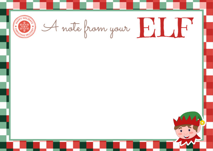 Blank Elf Note Card Printable Template | PosterMyWall