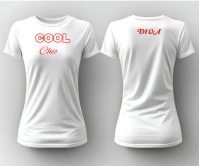 Blank white female round neck tshirt mockup Rettangolo grande template