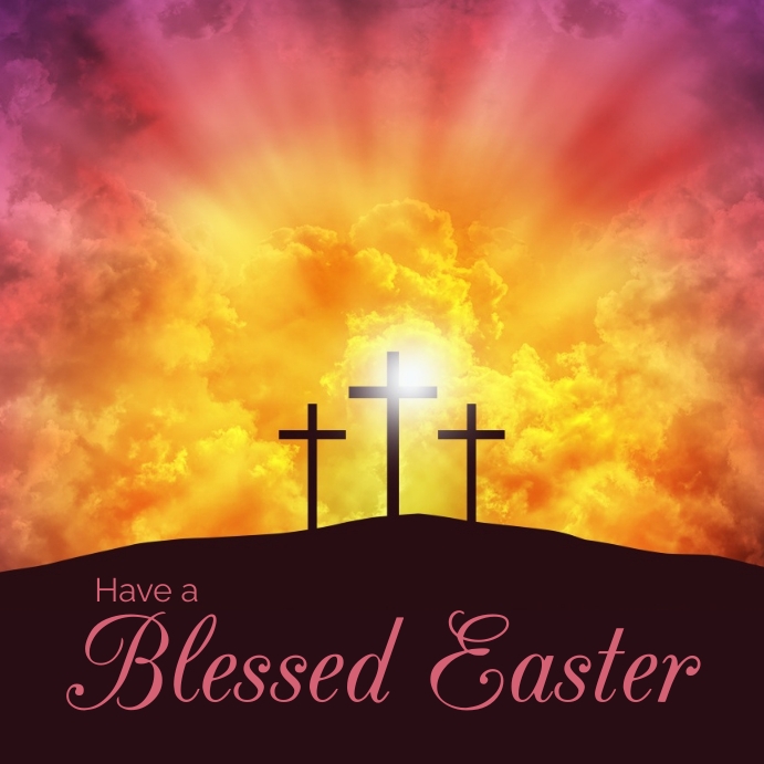 Blessed Easter with Cross and sky Template | PosterMyWall