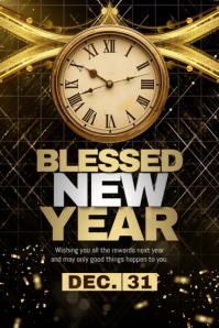 Blessed New Year Poster template