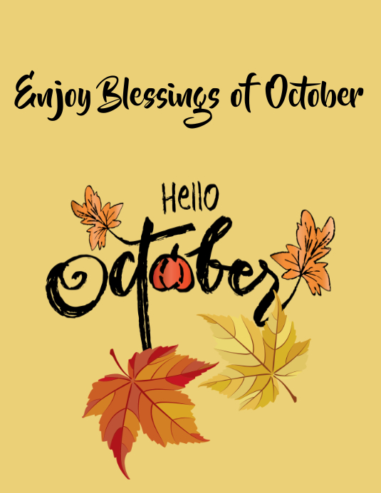 blessings of October, hello octpber Flyer (US Letter) template